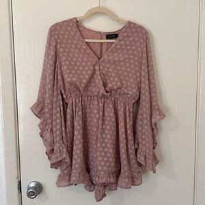 pink polka dot romper dress